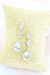 CUBIC ZIRCONIA SILVERTONE ELSA EARRINGS - Unique Inspirations by Tracy and Anna