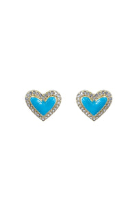 CRYSTAL FRAMED TURQUOISE HEART STUD EARRINGS - Unique Inspirations by Tracy and Anna
