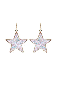 WHITE IRIDESCENT GLITTER STAR EARRINGS - Unique Inspirations by Tracy and Anna