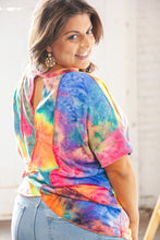 Load image into Gallery viewer, HT2444A BLUE/PINK TIE DYE BACK KEYHOLE CROSS BACK TOP - Unique Inspirations by Tracy and Anna