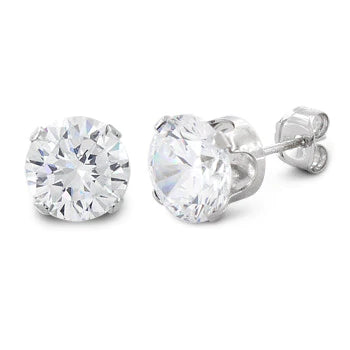 3 ct Sterling Silver CZ Stud Earrings 7MM - Unique Inspirations by Tracy and Anna