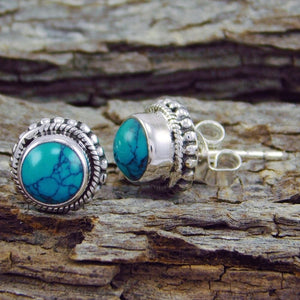 S925 Sterling Silver Beautiful Turquoise Stud Earring - Unique Inspirations by Tracy and Anna