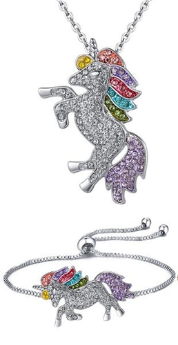 925 Silver Sparkling Rhine Stone Unicorn - Unique Inspirations by Tracy and Anna