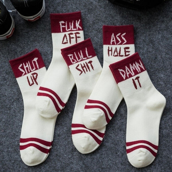 1Pair of Funny Cool Letter Cotton Socks - Unique Inspirations by Tracy and Anna