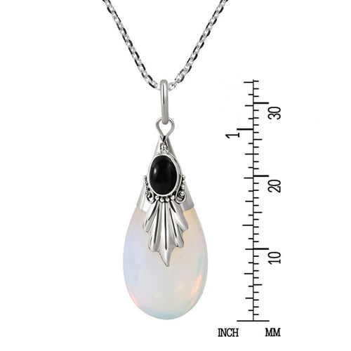 White Moonstone Opal Pendant 925 Sterling Silver - Unique Inspirations by Tracy and Anna