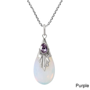 White Moonstone Opal Pendant 925 Sterling Silver - Unique Inspirations by Tracy and Anna