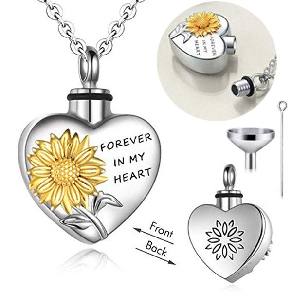 Sunflower Forever In My Heart Urn Necklace - Unique Inspirations by Tracy and Anna