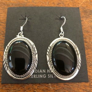 925 Sterling Silver Large Dang Black Onyx - Unique Inspirations by Tracy and Anna