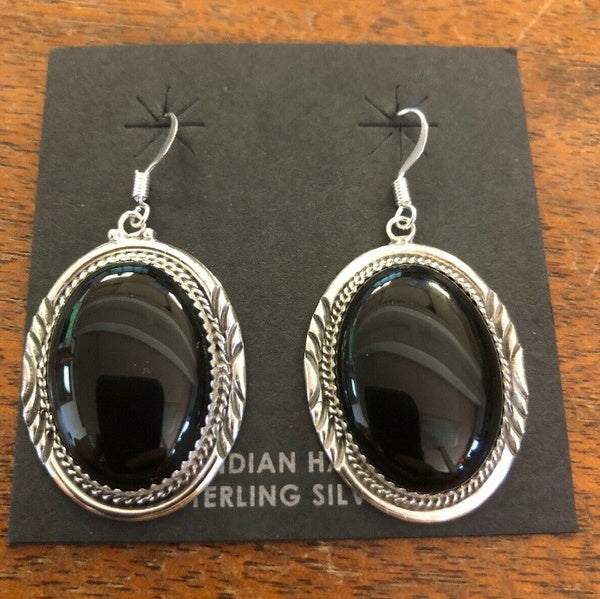 925 Sterling Silver Large Dang Black Onyx - Unique Inspirations by Tracy and Anna