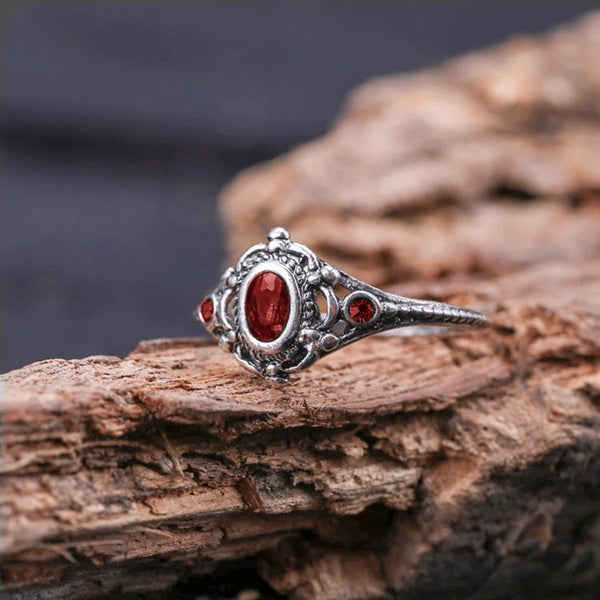 Vintage Elegant 925 Sterling Silver Red Rubine Gemstone - Unique Inspirations by Tracy and Anna