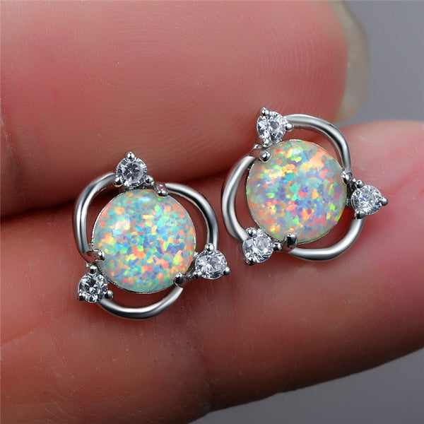 White Opal Stone Earrings - Unique Inspirations by Tracy and Anna