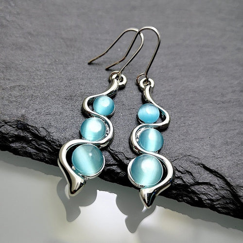 S925 Sterling Silver Blue Moonstone Earrings - Unique Inspirations by Tracy and Anna