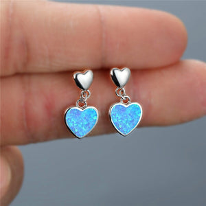 BLUE OPAL HEART EARRINGS - Unique Inspirations by Tracy and Anna