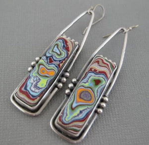 S925 Sterling Silver Retro Square Glass Earrings - Unique Inspirations by Tracy and Anna