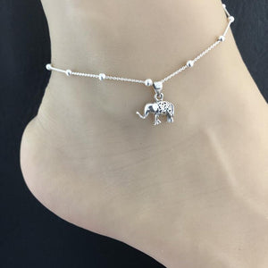 Elephant Anklet, Sterling Silver Beaded Ankle Bracelet - Unique Inspirations by Tracy and Anna