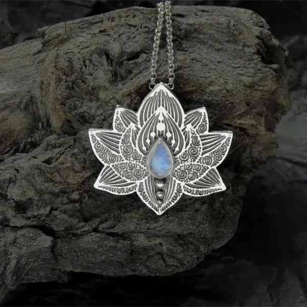 Lotus and Moonstone Necklace