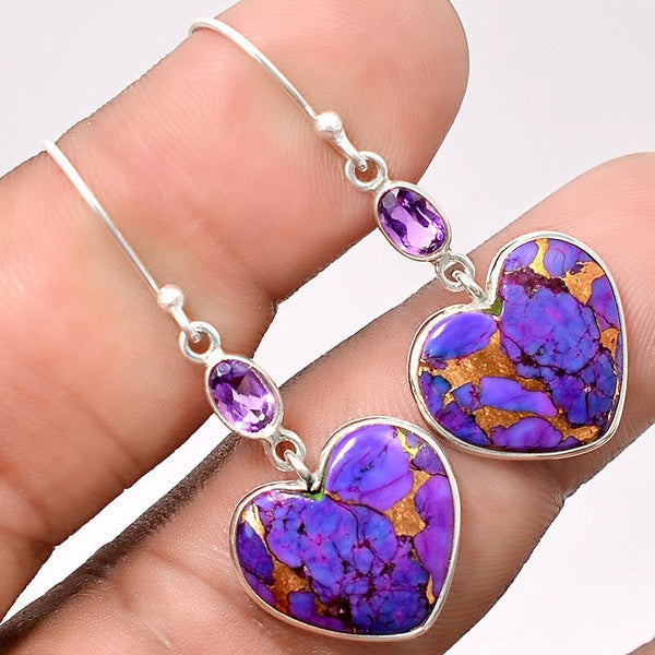 Purple Larimar S925 Sterling Silver Earrings - Unique Inspirations by Tracy and Anna