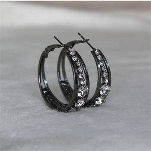 S925 STERLING SILVER HOOP & RHINESTONE EARRING - Unique Inspirations by Tracy and Anna