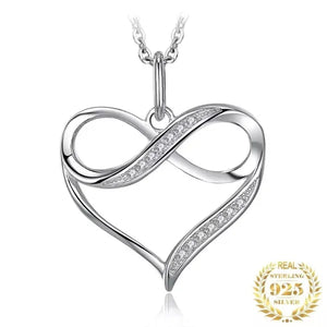 925 Sterling Silver Heart Pendant Infinity Necklace