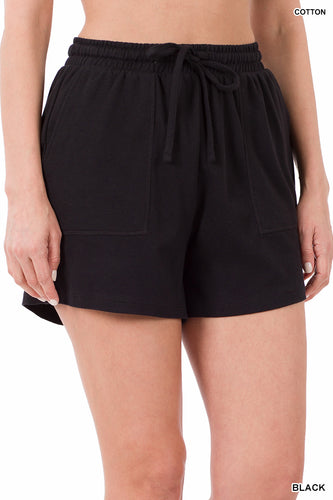 COTTON DRAWSTRING WAIST SHORTS - Unique Inspirations by Tracy and Anna