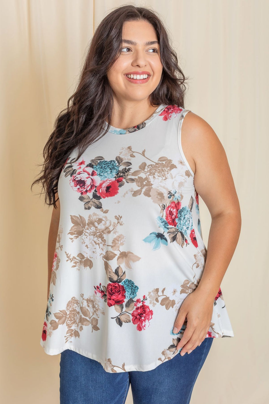 EKT1163-P Floral Tunic - Unique Inspirations by Tracy and Anna