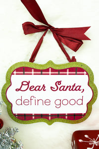 5.5 X 8 'DEFINE GOOD' GLITTER PLAID METAL WALL SIGN