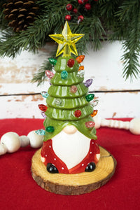 RED FESTIVE LIGHT-UP CHRISTMAS TREE GNOME, 6.25"
