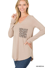 Load image into Gallery viewer, LONG SLEEVE V-NECK LEOPARD POCKET TOP - Unique Inspirations by Tracy and Anna