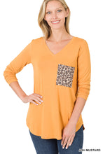 Load image into Gallery viewer, LONG SLEEVE V-NECK LEOPARD POCKET TOP - Unique Inspirations by Tracy and Anna
