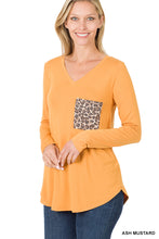 Load image into Gallery viewer, LONG SLEEVE V-NECK LEOPARD POCKET TOP - Unique Inspirations by Tracy and Anna