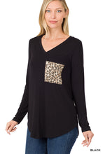 Load image into Gallery viewer, LONG SLEEVE V-NECK LEOPARD POCKET TOP - Unique Inspirations by Tracy and Anna