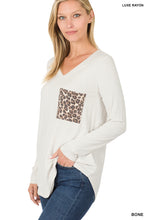 Load image into Gallery viewer, LONG SLEEVE V-NECK LEOPARD POCKET TOP - Unique Inspirations by Tracy and Anna