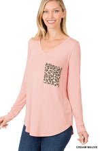 Load image into Gallery viewer, LONG SLEEVE V-NECK LEOPARD POCKET TOP - Unique Inspirations by Tracy and Anna