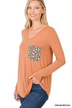 Load image into Gallery viewer, LONG SLEEVE V-NECK LEOPARD POCKET TOP - Unique Inspirations by Tracy and Anna