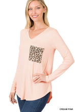 Load image into Gallery viewer, LONG SLEEVE V-NECK LEOPARD POCKET TOP - Unique Inspirations by Tracy and Anna