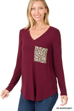 Load image into Gallery viewer, LONG SLEEVE V-NECK LEOPARD POCKET TOP - Unique Inspirations by Tracy and Anna
