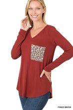 Load image into Gallery viewer, LONG SLEEVE V-NECK LEOPARD POCKET TOP - Unique Inspirations by Tracy and Anna