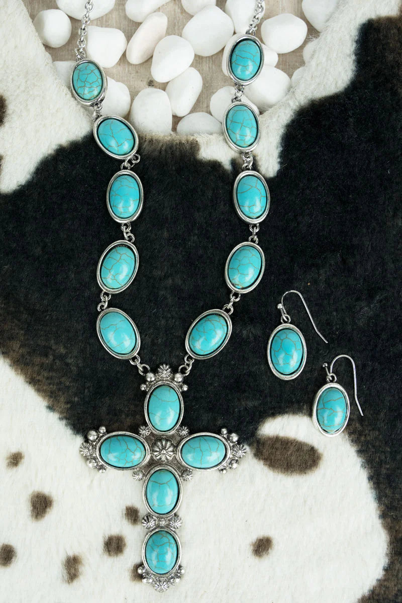 TURQUOISE EASTVILLE BAY NECKLACE AND EARRING SET
