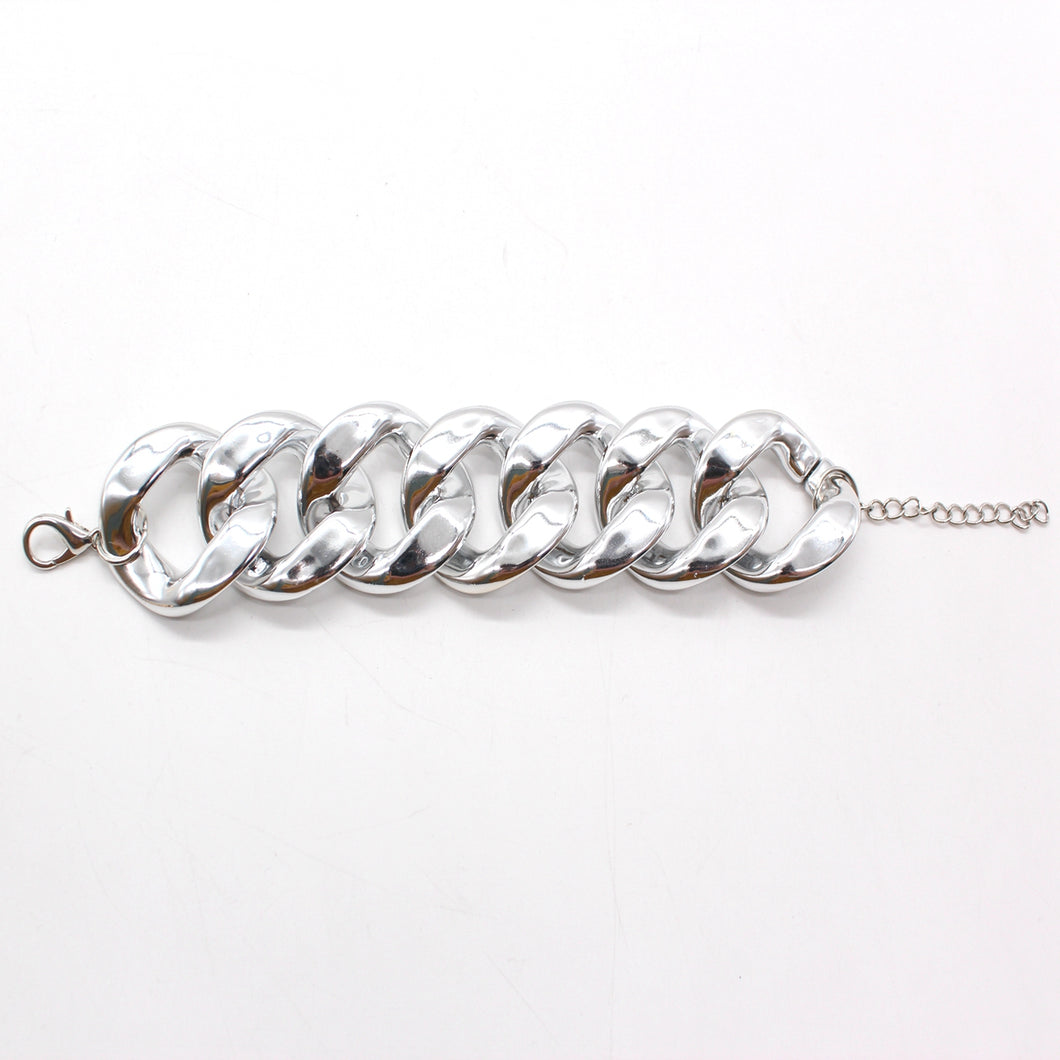 SILVER THICK CHAIN BRACELET/ ADJUSTABLE - Unique Inspirations by Tracy and Anna