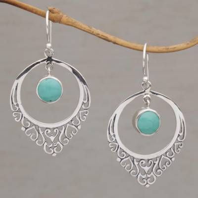 925 sterling silver Turquoise Diamonds Earring - Unique Inspirations by Tracy and Anna