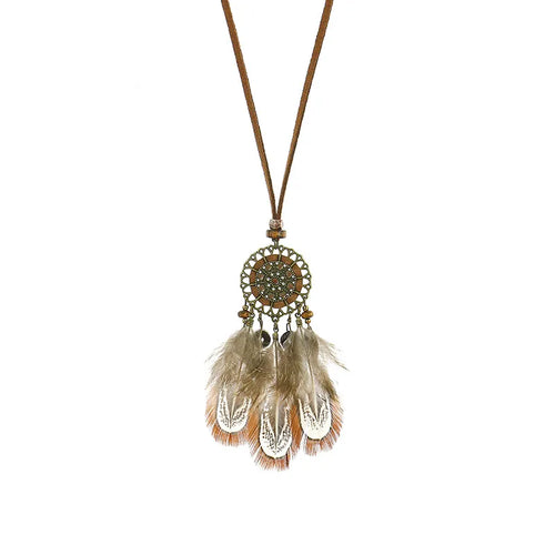 Indian Inspired Necklace with Feathers