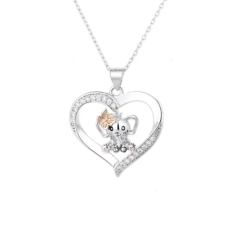 Elephant, Butterfly & Heart Necklace