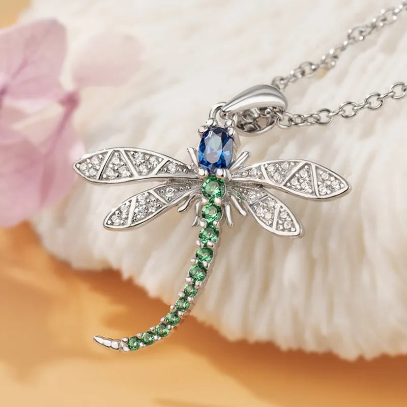 Rhinestone Dragonfly Necklace