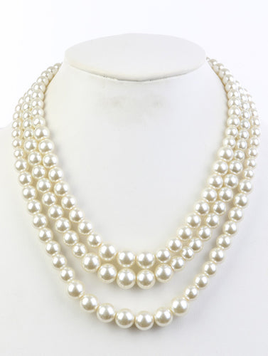 NECKLACE / 3 ROW / GLASS PEARL - Unique Inspirations by Tracy and Anna