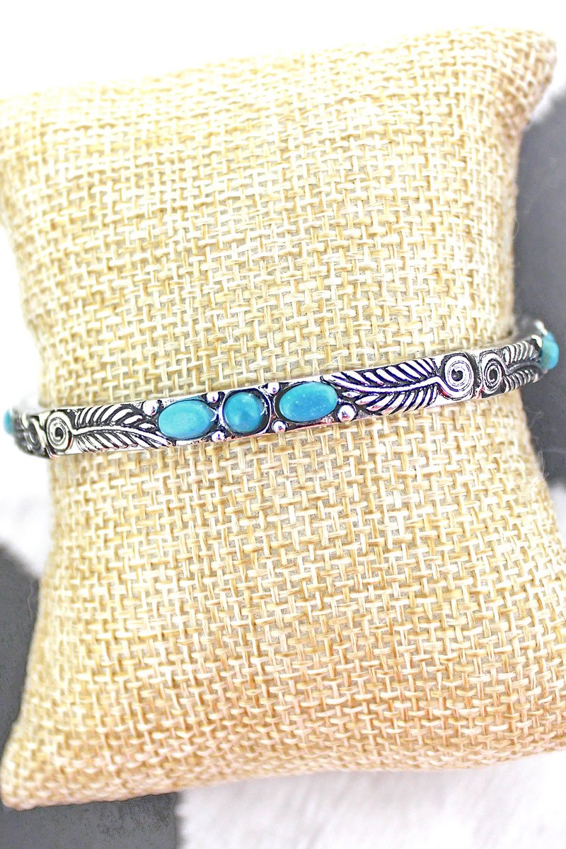 ATHENS TURQUOISE AND SILVERTONE STRETCH BRACELET - Unique Inspirations by Tracy and Anna