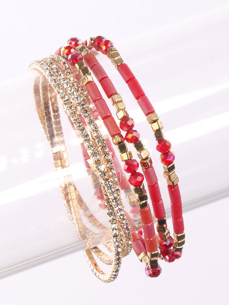 Seed Bead, Crystals and Rhinestone Stretch Bracelet - Unique Inspirations by Tracy and Anna