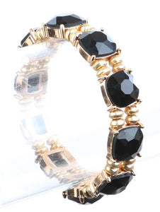 Black Rhinestone Gold Stretch Bracelet - Unique Inspirations by Tracy and Anna