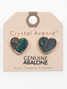 EARRING / ABALONE SHELL / HEART / POST PIN / 3/4 INCH DROP - Unique Inspirations by Tracy and Anna