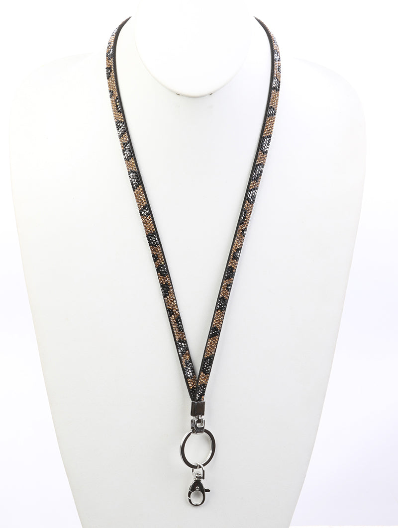 Suede Lanyard with Leopard Design Rhinestones - Unique Inspirations by Tracy and Anna