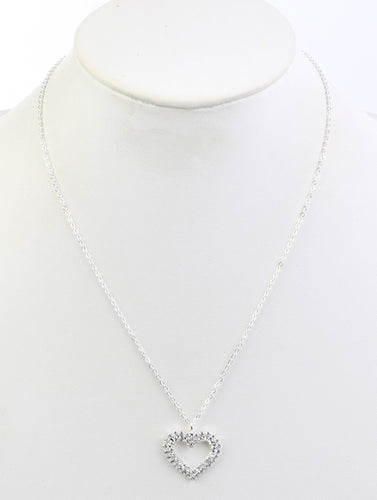 NECKLACE / DOUBLE LINE HEART / RHINESTONE / 16 INCH LONG - Unique Inspirations by Tracy and Anna